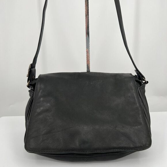 Derek Alexander Dali Soft Black Leather Crossbody Shoulder Bag Messenger - Picture 2 of 11